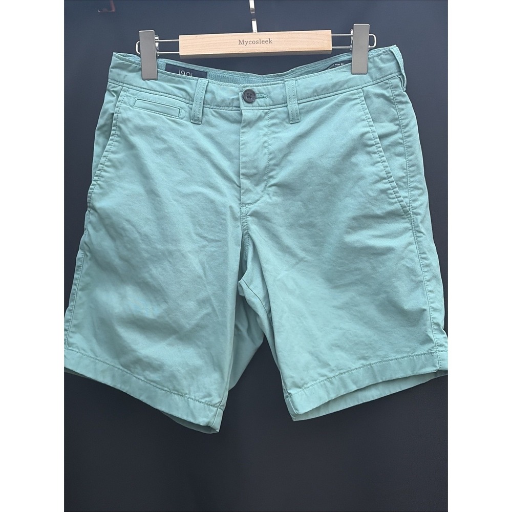 1901 Men's Teal Chino Shorts Ballard Slim Fit Size 29 Cotton Flat Front Pocket
